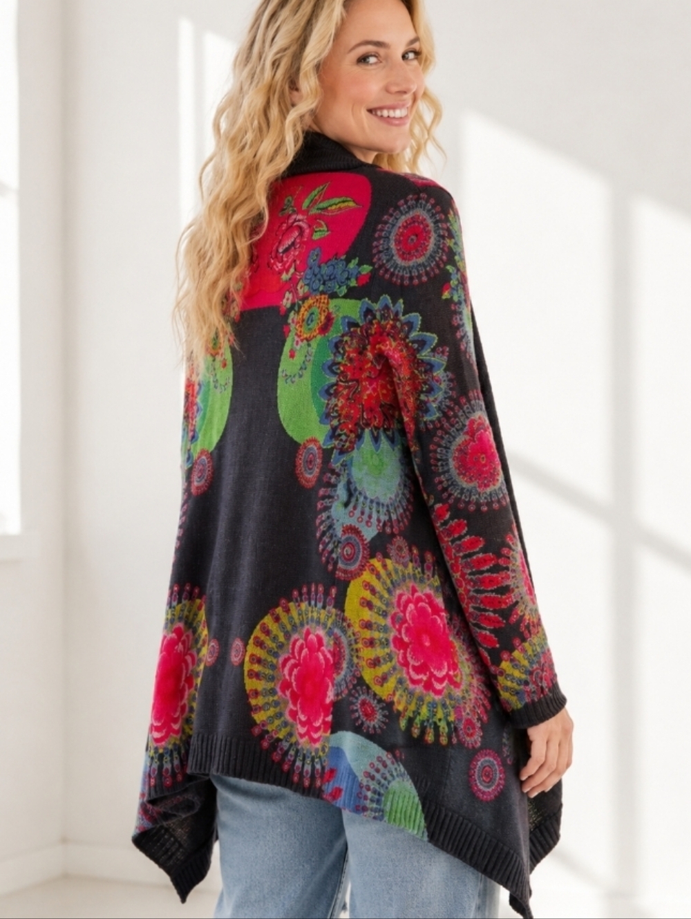 Desigual Multicolor Open Front Wool Blend Cardigan